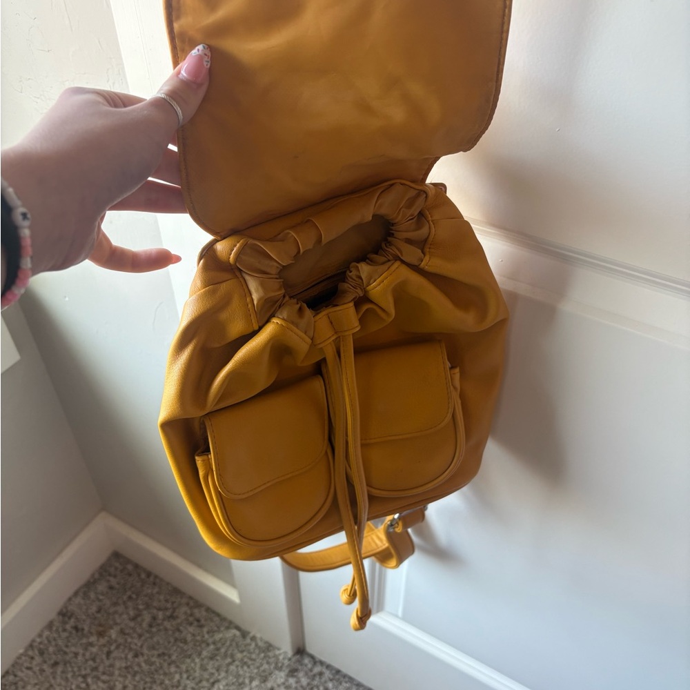 Yellow Leather Backpack - Picture 2 of 3